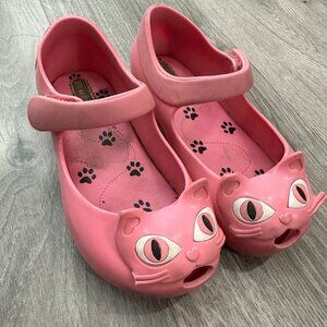 Mini Melissa  Rubber Maryjane Kitty Cat Flat Shoes  Pink Toddler 9T